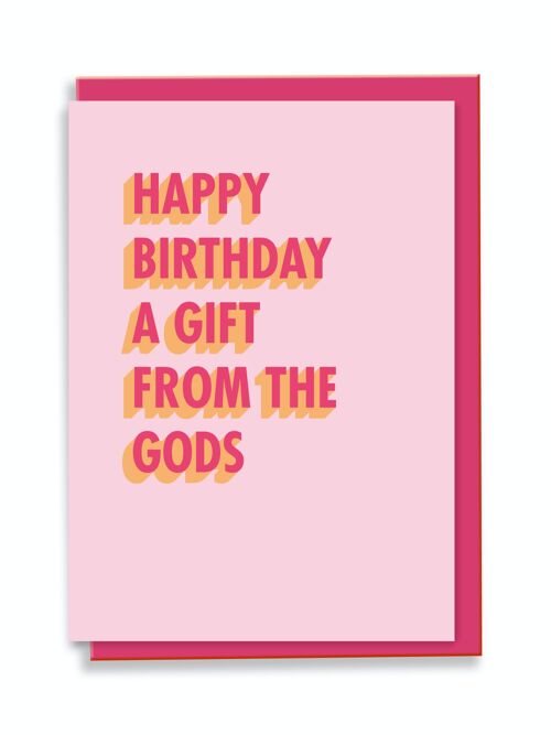 Greeting Card Happy Birthday A Gift From The Gods 3D Shadow Design Pink