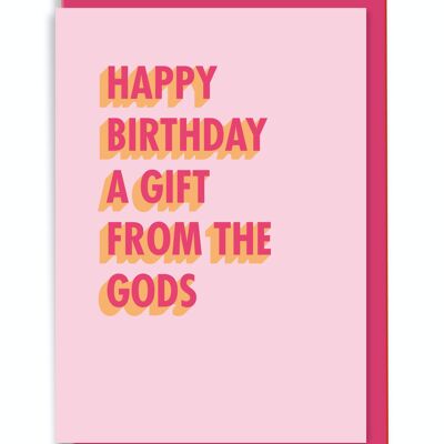 Greeting Card Happy Birthday A Gift From The Gods 3D Shadow Design Pink