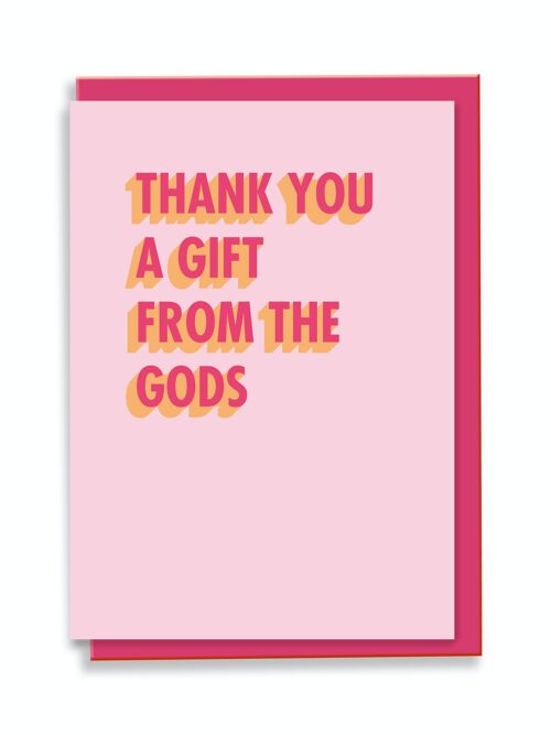 Greeting Card Thank You A Gift From The Gods 3D Shadow Design Pink