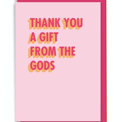 Tarjeta de felicitación Gracias un regalo de los dioses 3D Shadow Design Pink