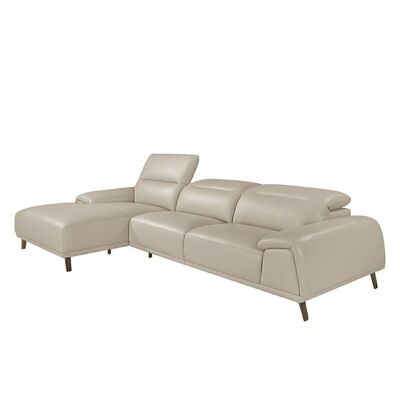 Sofá chaise longue piel vacuno gris taupé modelo 6149