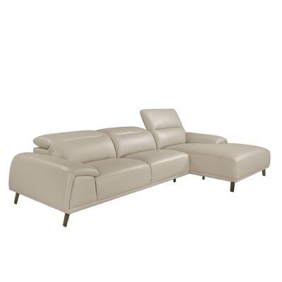 Gray taupe leather chaise longue sofa model 6150