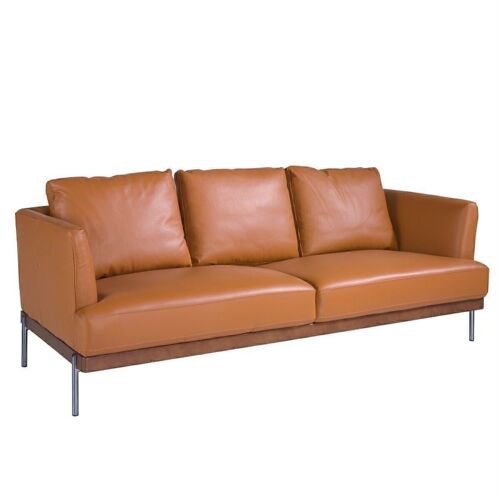 Sofá 3 plazas tapizado en piel marrón modelo 6171