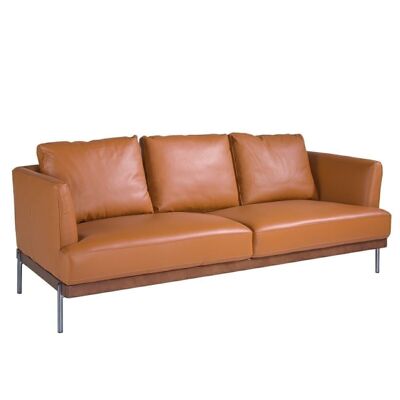 3-Sitzer-Sofa mit braunem Leder bezogen, Modell 6171