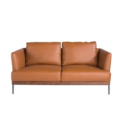 2 seater sofa upholstered in brown leather model 6170