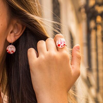 Adjustable Red Flowers Ring