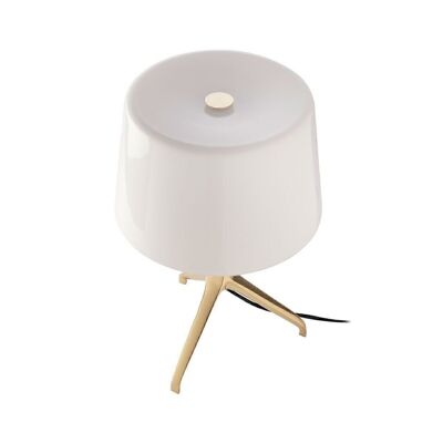 Table lamp gold steel and white glass model 8062