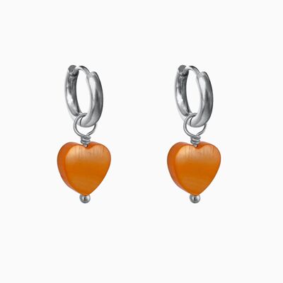 Hoops Orange Heart Zilver