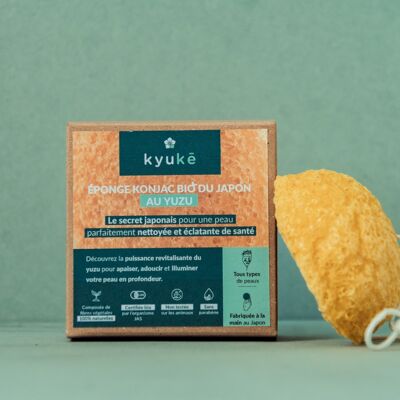 Éponge Konjac Bio Japonaise au Yuzu