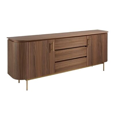 Sideboard aus Walnussholz und goldenem Stahl Modell 3228