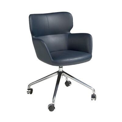 Blue leatherette swivel office chair model 4110