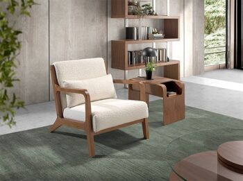 Chaise rembourrée en tissu et dossier en noyer modèle 4115 5