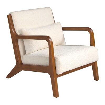 Fabric and walnut upholstered armchair model 5100