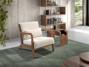 Fauteuil rembourré en tissu et noyer modèle 5100 6