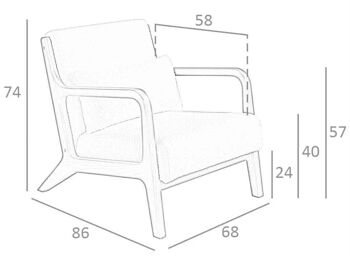 Fauteuil rembourré en tissu et noyer modèle 5100 10