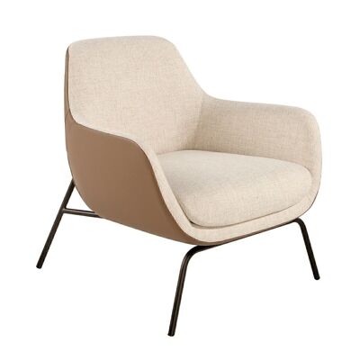 Confidant armchair upholstered in fabric with leatherette back, model 5099