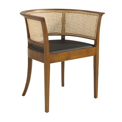 Dining chair with rattan backrest and walnut wood structure, model 4116