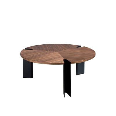 Walnut and black steel coffee table model 2113