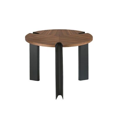 Walnut corner table and black steel model 2117