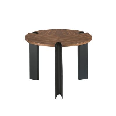Walnut corner table and black steel model 2117