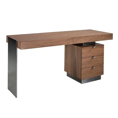 Walnut wood and polished steel office desk model 3237