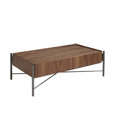 Coffee table walnut wood and darkened steel model 2121