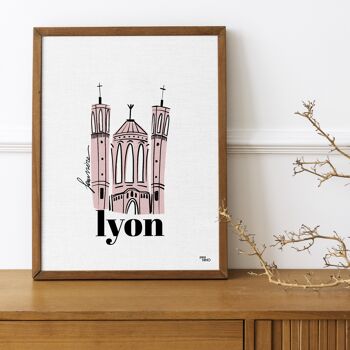 Affiche souvenir de Lyon - cathédrale FOURVIERE 2