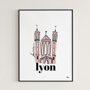 Affiche souvenir de Lyon - cathédrale FOURVIERE 3