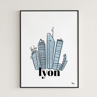 Póster de recuerdo de Lyon - Skyline