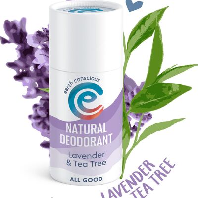 Deodorante stick naturale - Lavanda e Tea Tree 60 g, senza plastica, cruelty-free, vegano