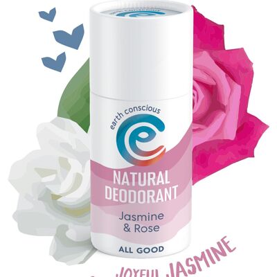 Deodorante stick naturale - Gelsomino e rosa 60 g Senza plastica, senza crudeltà, vegano,