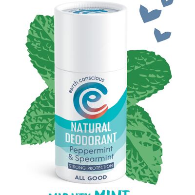 Déodorant Naturel Stick - Menthe Poivrée & Menthe Verte FORTE PROTECTION 60g Sans Plastique, Sans Cruauté, Végétalien