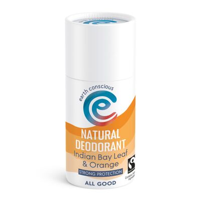 Desodorante en barra natural - Hoja de laurel indio y naranja PROTECCIÓN FUERTE 60 g Sin plástico, vegano, libre de crueldad animal