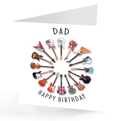 Carte de guitare joyeux anniversaire papa.