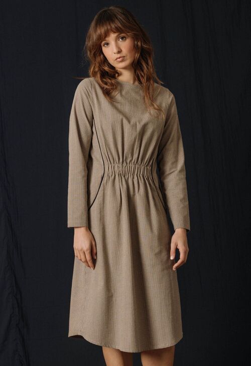 V02 Dress Durazno  Beige Tweed