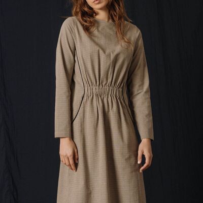 V02 Dress Durazno  Beige Tweed