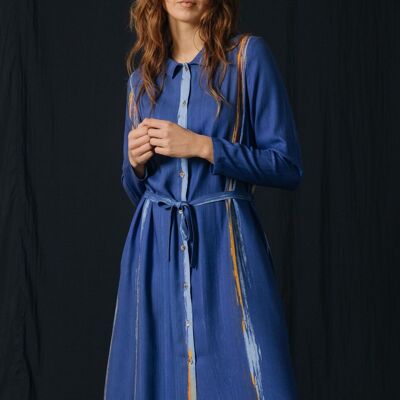 V03 Kleid Duabanga blau bedruckt