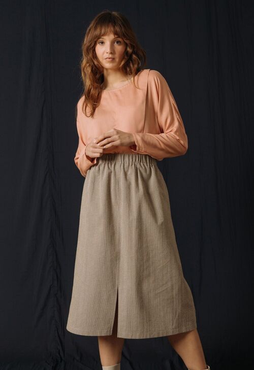 F02 Skirt Seyal  Beige Tweed