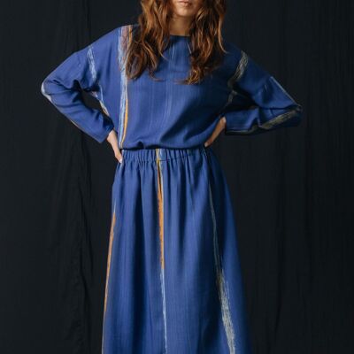 F03  Skirt Sapote  Blue Print