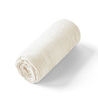 Lenzuolo con angoli, Made in France, garza di cotone beige 70x140 cm