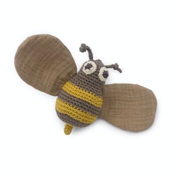 Alby l'Abeille - jouet apaisant en coton bio, crochet et mousseline 2