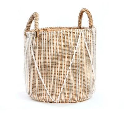 Le panier en macramé à coutures droites - Blanc naturel - M