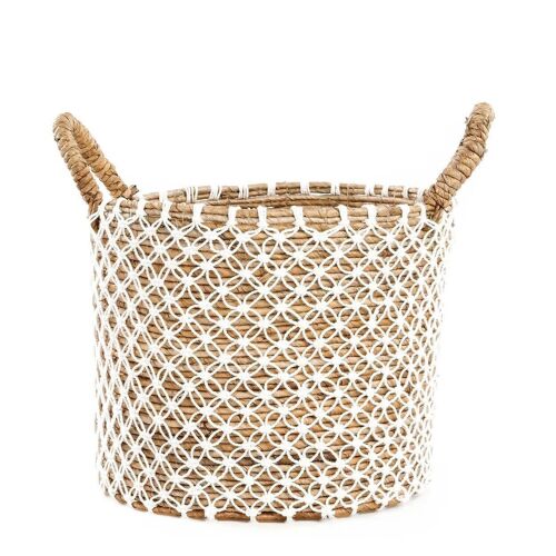 The Crossed Stitched Macrame Basket - Natural White - M