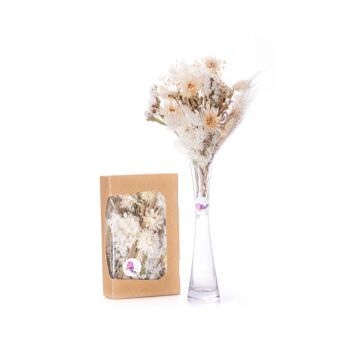 Ensemble de fleurs séchées dans une boîte cadeau en blanc et crème - idée de décoration et de cadeau 2