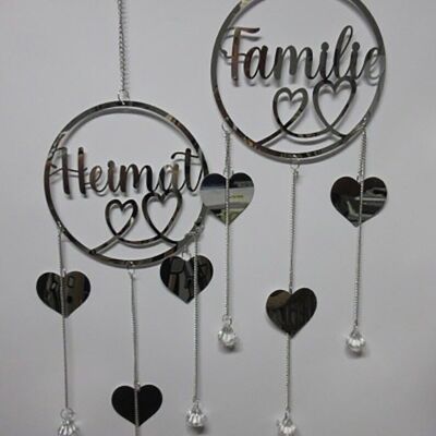 Stainless steel dream catcher "home + family" VE 4 so