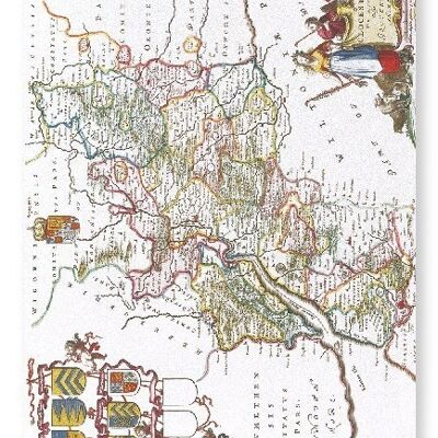 MAPPA DEL GLOUCESTERSHIRE 1665 Stampa artistica