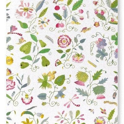 BRODERIE TUDOR DE LA NATURE SUR BLANC 17E S. Impression artistique