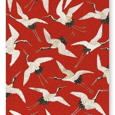 CRANE EMBROIDERY ON RED  Art Print