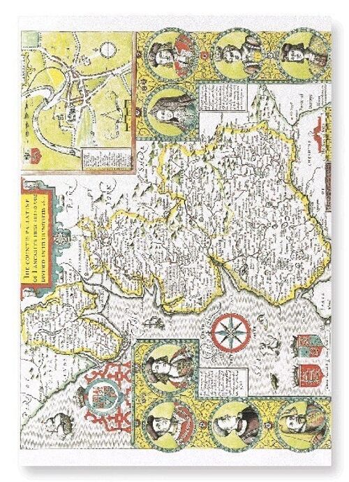 COUNTY OF LANCASTER BY JOHN SPEED 1610  Art Print