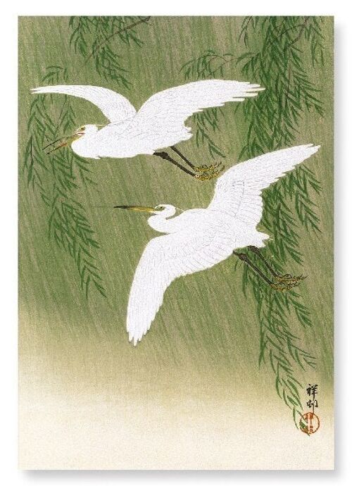 EGRETS AND WILLOW Japanese Art Print